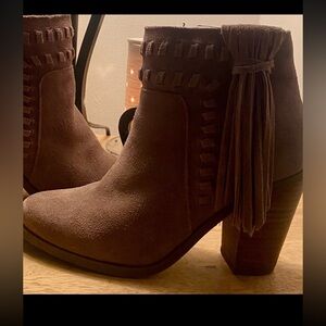 Fringe Suede Ankle Boots - Brown